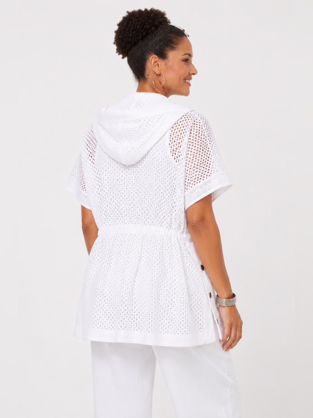 NWT Chico’s Zenergy Eyelet Hooded Anorak Jacket, Optic White, XXL/20; $129 - Picture 3 of 15